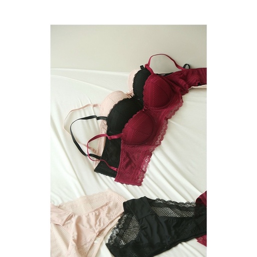 Bộ đồ lót cotton phối ren có gọng đệm vừa cúp ngang nâng đẩy vòng một - THAOCHERRY BL18