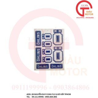 TẤM TEM LOGO NỔI OHLINS MÀU XANH TRẮNG MẪU MỚI. CHỐNG NƯỚC