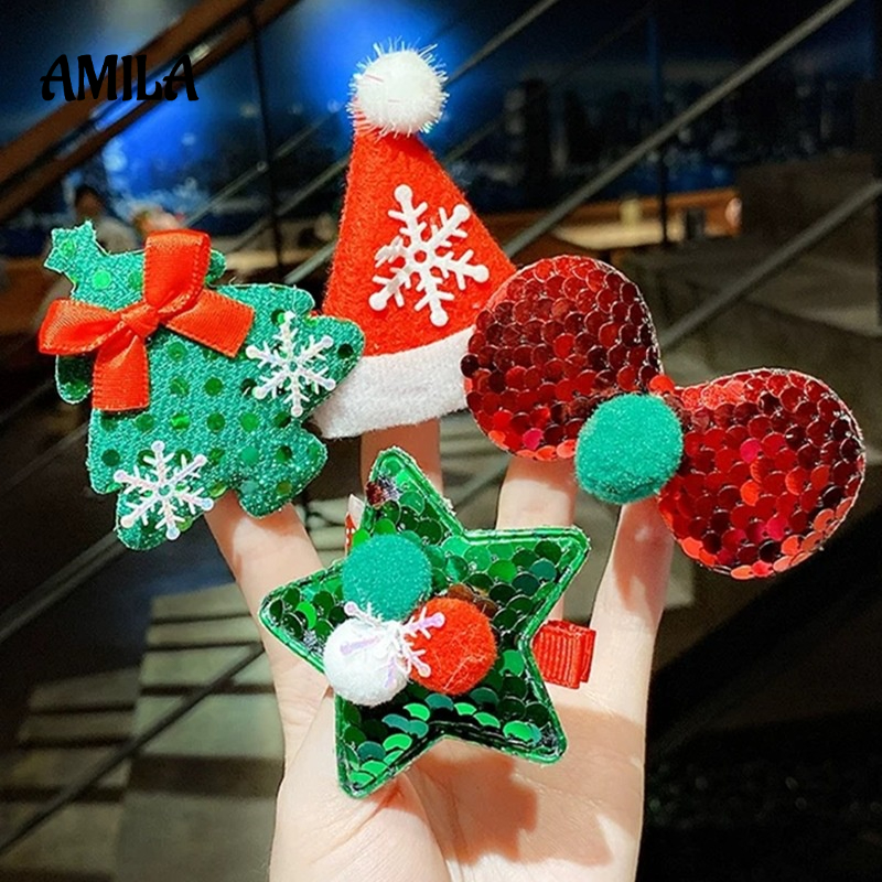 AMILA Bộ Kẹp Tóc Đính Kim Sa Dễ Thương Cho Bé Gái