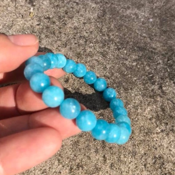 Vòng tay đá Amazonite sắc xanh ngọc thanh khiết.8ly
