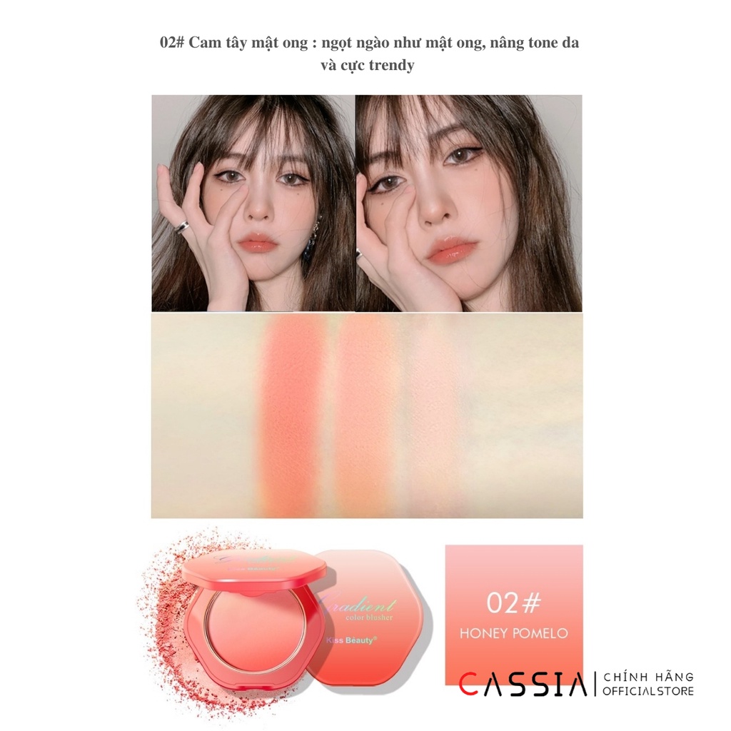 [Tặng mặt nạ]Phấn Má Hồng KISS BEAUTY Dạng Loang 1 Tone 3 Chuyển Màu Tuyệt Đẹp, Tự Nhiên Hồng Hào Lâu Trôi