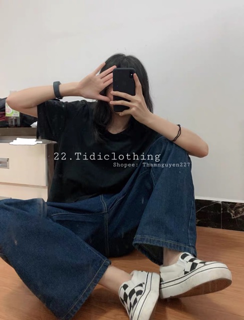 ( sẵn)Quần jeans ulzzang ống rộng xanh đậm form dài suông có bigsize / quần ...