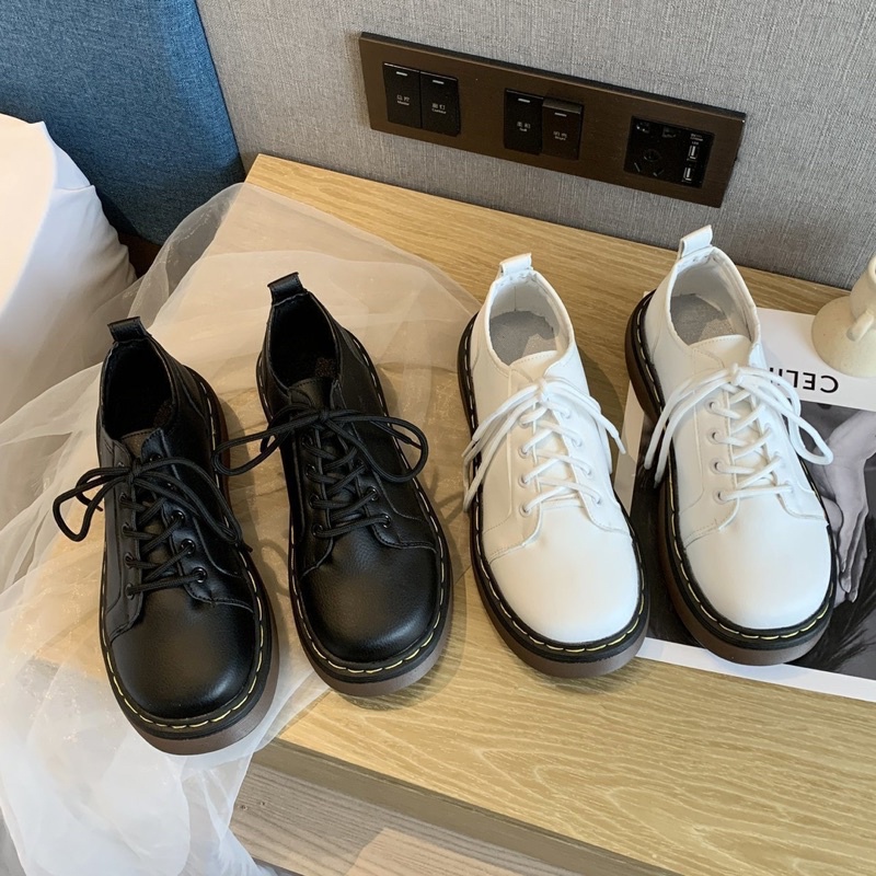 [Sẵn]  Giày Oxford đế dày Retro màu Trắng, Đen ( Size 35 - 39 ) X5