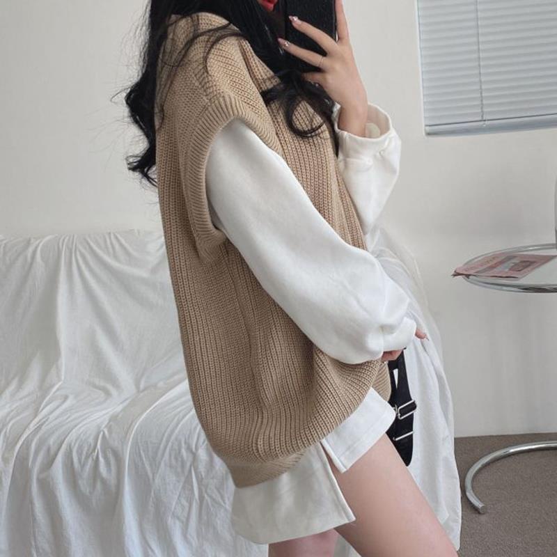 Áo Sweater Dệt Kim Không Tay Phong Cách Thời Trang Hàn Quốc 2022 Dành Cho Nữ