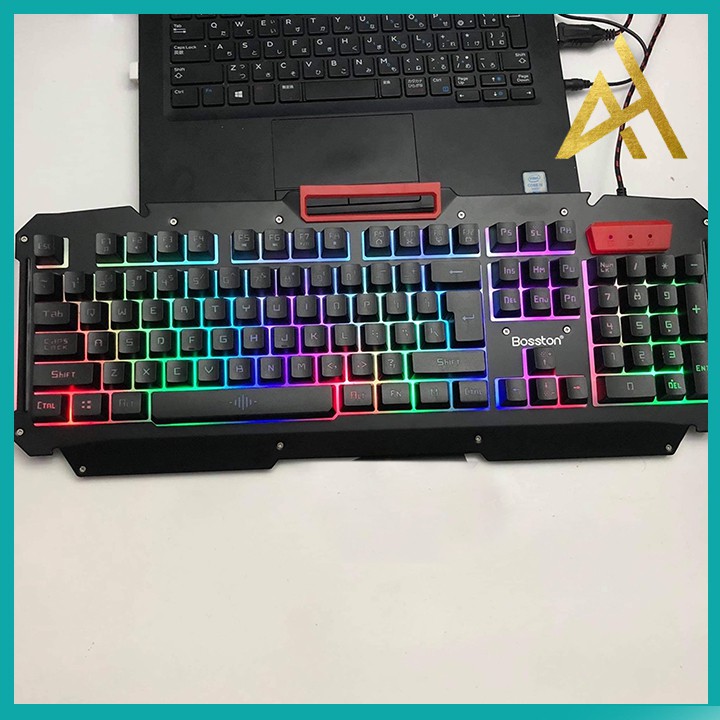 Bàn Phím Máy Vi Tính Laptop Chơi Game BOSSTON R700 Đèn LED 7 Màu - Bàn phím Cơ Keyboard Gaming Có Dây