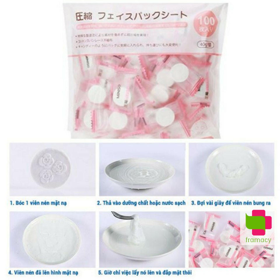 Mặt nạ giấy Miniso, Nhật Bản (100 chiếc) viên nén 40g