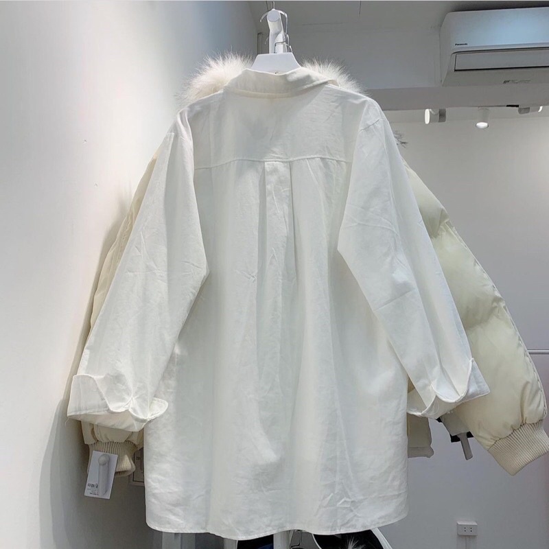 Áo sơ mi kaki mềm fom rộng .