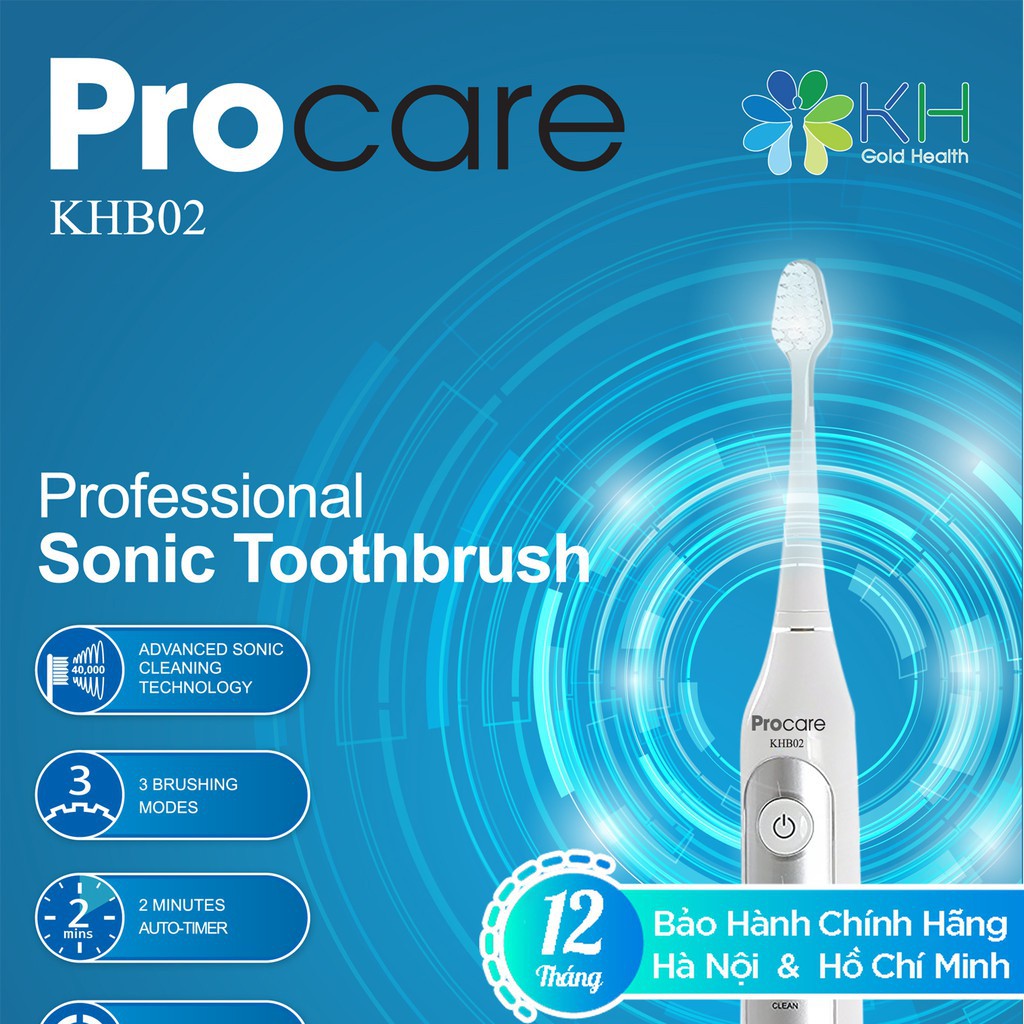 Bàn Chải Điện CHÍNH HÃNG PROCARE KHBO2 - Bàn chải đánh răng điện Người Lớn