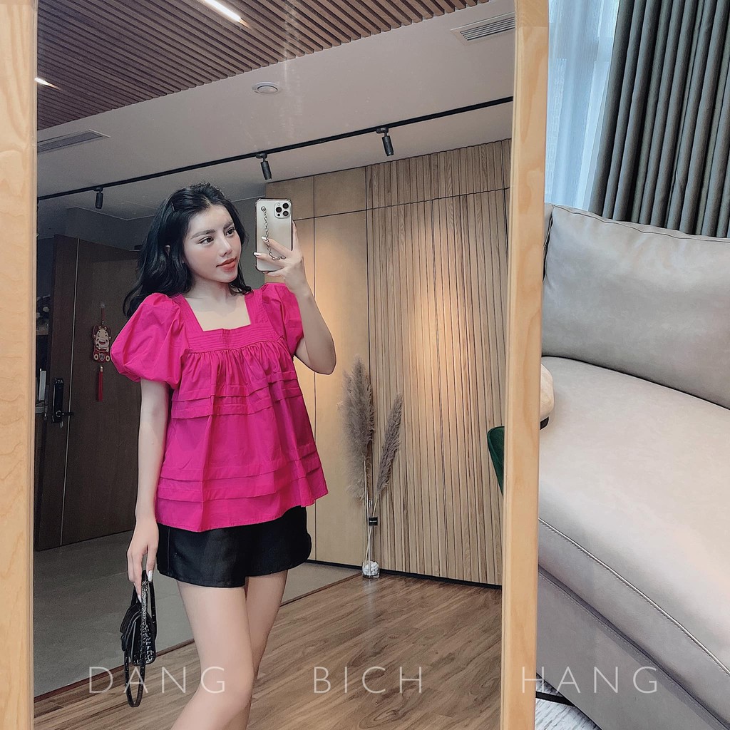 Áo baby thô cổ vuông 4 màu mã 32111 (kèm ảnh thật,video)