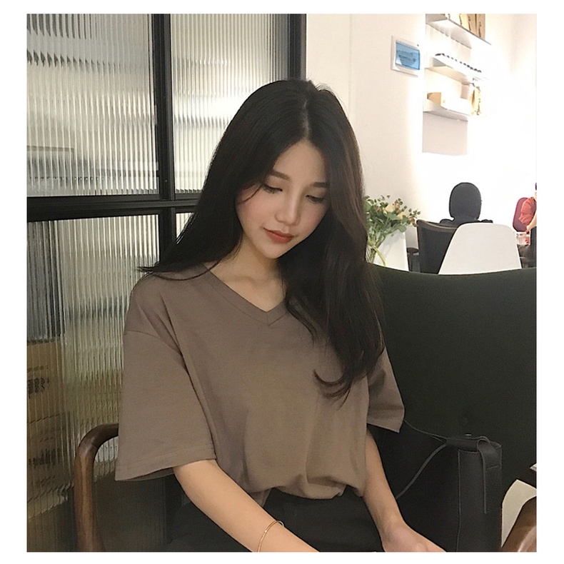 [Hàng Quảng Châu]SP944 Áo phông nữ, áo thun nữ cổ tim basic trẻ trung