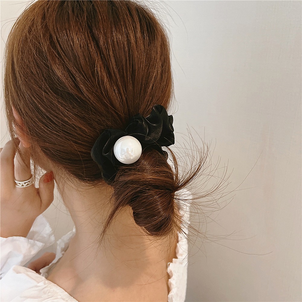 Dây cột tóc Haimeikang dạng lưới đính ngọc trai lớn thời trang Hàn Quốc