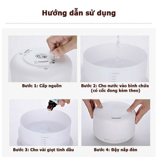 Máy phun sương khuếch tán tinh dầu máy tạo ẩm tích hợp đèn ngủ đổi màu