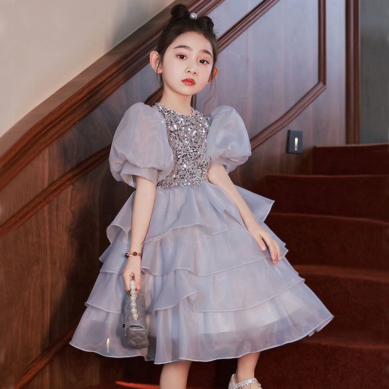 Đầm Công Chúa Cộc Tay Đính Hoa Thời Trang Cho Bé Gái