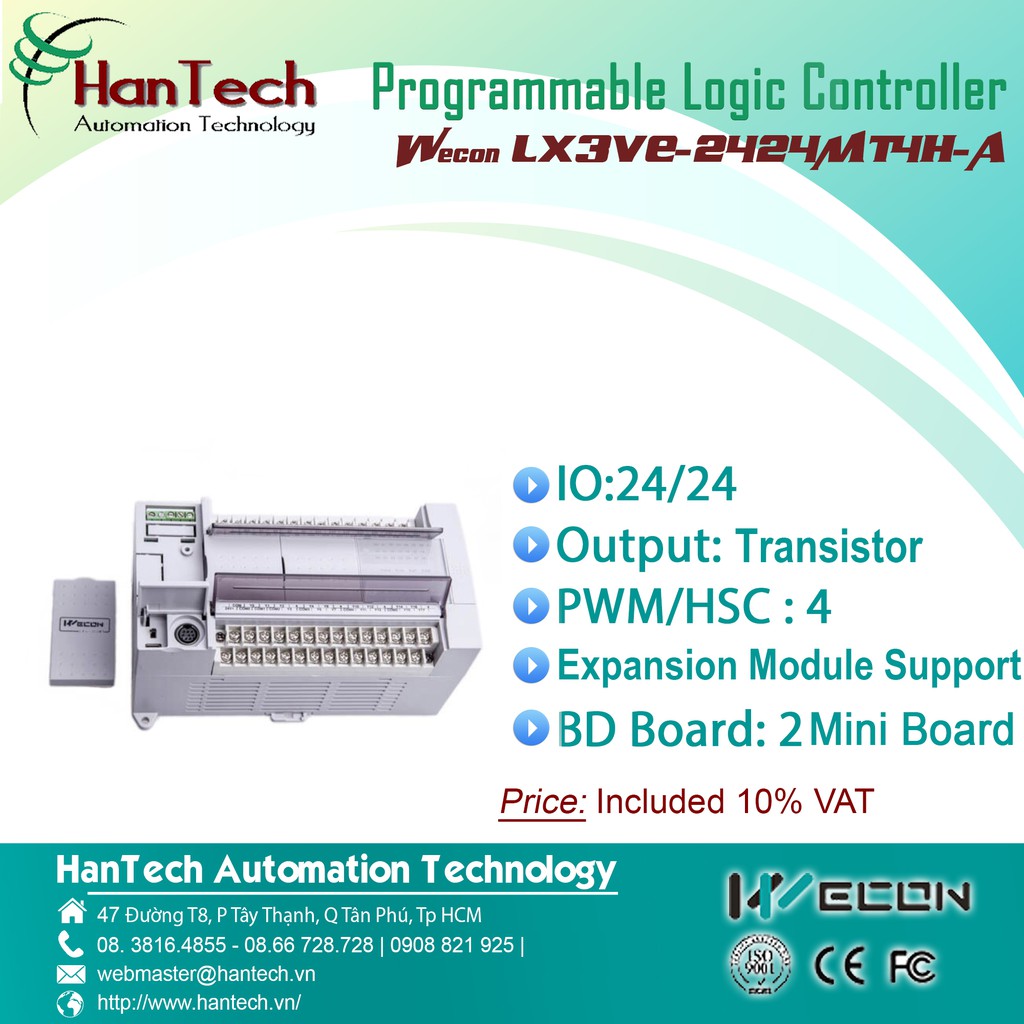 38/ Bộ điều khiển logic có khả năng lập trình (PLC)  Wecon LX3VE-2424MT4H-A  [HanTech Automation Technology]