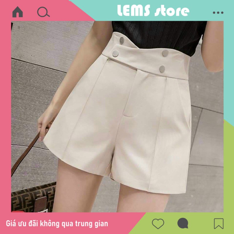 Quần short cạp cao 4 khuy chất tuyết mưa