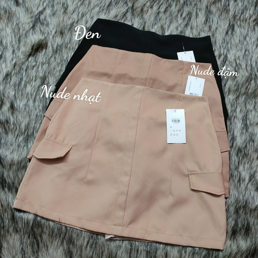 [RẺ VÔ ĐỊCH] Chân Váy túi giả form chữ A 3 màu đen, nude nhạt và nude đậm KÈM HÌNH THẬT UK261220