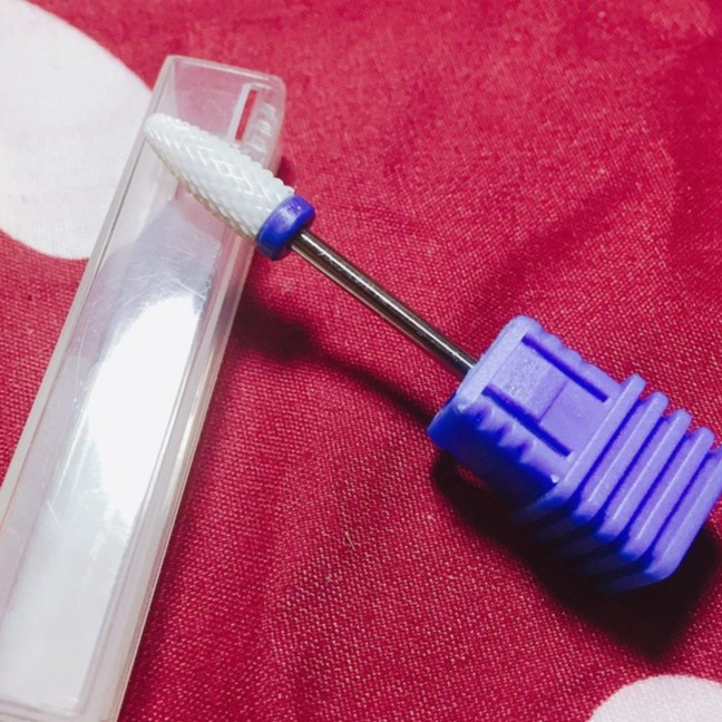 Đầu mài sứ số 3 ( chân nhựa xanh da trời , đầu mài dạng bầu dục )