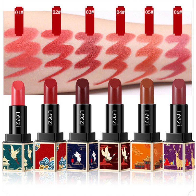 [Hàng mới về] Son lì LEEZI màu sắc mượt mà chống thấm nước chống dính lâu trôi