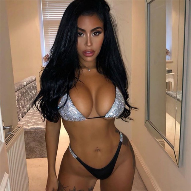 Bộ Đồ Bơi Bikini Hai Mảnh Đính Đá Lấp Lánh Sang Trọng Quyến Rũ Dành Cho Nữ