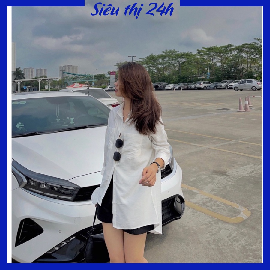 Áo sơ mi nữ dài tay form rộng bigsize chất liệu đũi Siêu thị 24 giờ, kiểu dáng độc lạ, sang chảnh SMH.31 | BigBuy360 - bigbuy360.vn