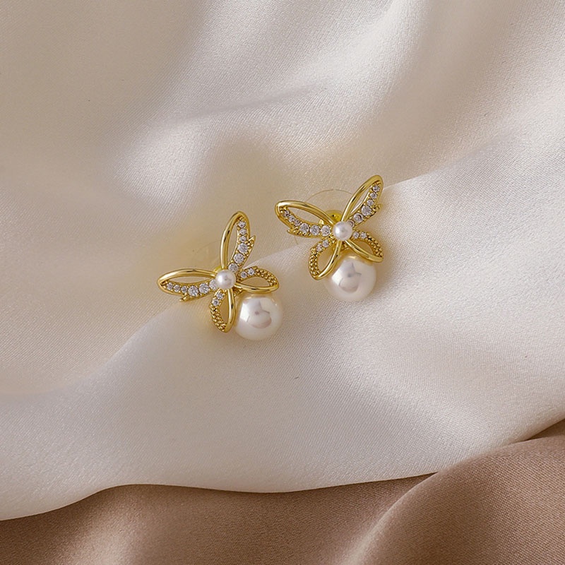 Khuyên tai mạ bạc 925 thiết kế đa dạng đính ngọc trai xinh xắn