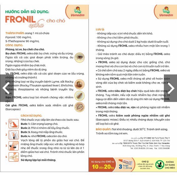 Nhỏ Gáy FRONIL EXTRA Diệt Ve Rận, Bọ Chét cho Chó | Vie PETSHOP