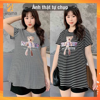 Áo bầu đẹp giá rẻ phong cách hàn quốc mùa hè V25 – áo bầu chất cotton co giãn họa tiết kẻ sọc ngang big size