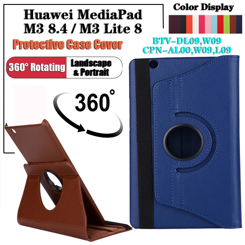 Bao Da Máy Tính Bảng Huawei MediaPad T3 8.0 KOB-L09 KOB-W09 Huawei MediaPad M3 8.4 2016 BTV-DL09 BTV-W09 M3 Lite 8 2017 CPN-AL00 CPN-W09 CPN-L09 360° Giá Đỡ Nắp Gập Tiện Dụng Chất Lượng Cao