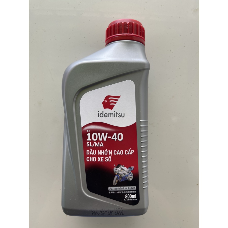 Dầu nhớt, Dầu nhờn Xe Máy Xe Số 4T thương hiệu IDEMITSU 10W-40 SL/MA 800ml