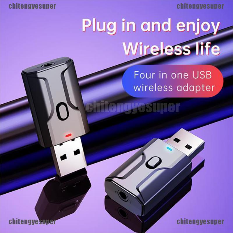 Chitengyesuper 4 in 1 USB Bluetooth 5.0 Transmitter Receiver Wireless Audio Bluetooth Adapter CGS