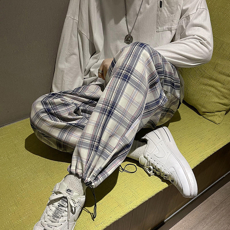 quần ống rộng Lưng Cao Kẻ Sọc Caro 5 Màu Lựa Chọn Cho Nữ