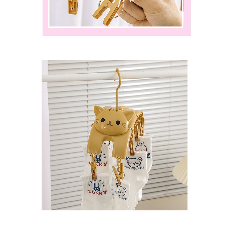 Móc Treo Đồ 10 Kẹp Phơi Khô Đa Năng Hình Mèo Dễ Thương