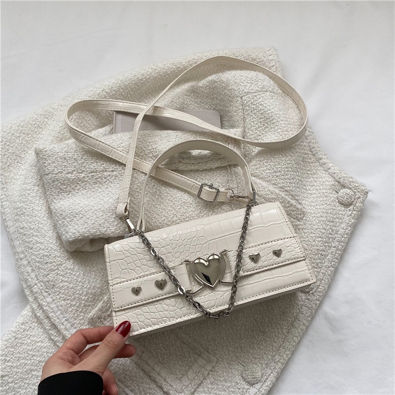 Túi Xách Đeo Vai Giả Da Cá Sấu Phối Dây Xích Thời Trang Nữ Sành Điệu