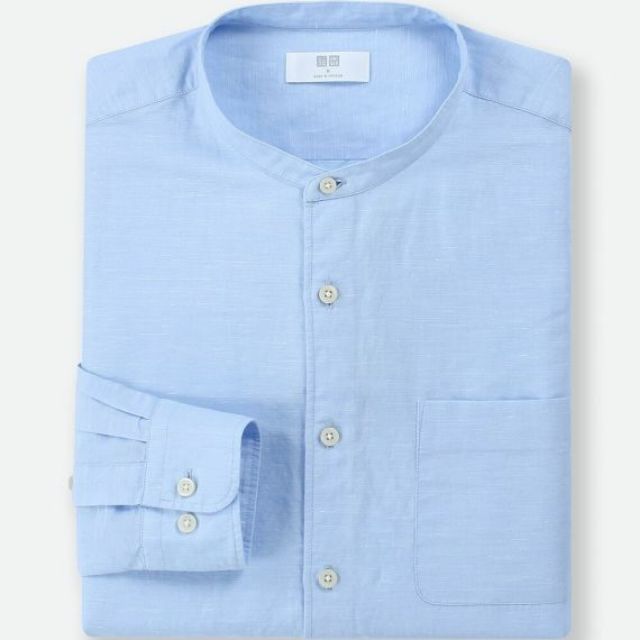 UNIQLO Sơ Mi LINEN COTTON STAND COLLAR -406429-CHÍNH HÃNG