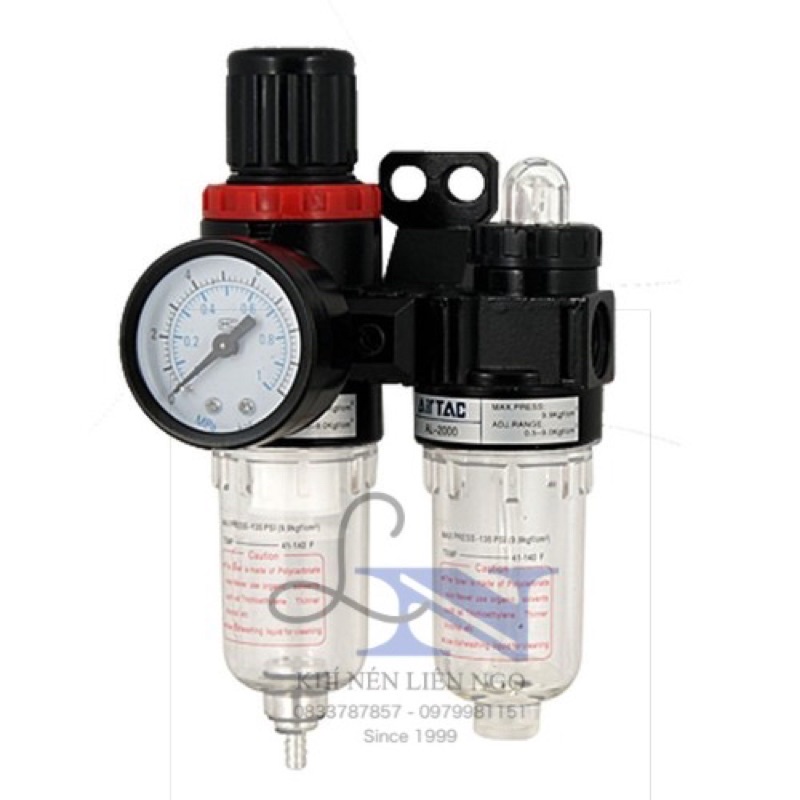 LỌC ĐÔI AIRTAC TÁCH NƯỚC + DẦU CÓ ĐIỀU ÁP & ĐỒNG HỒ HIỂN THỊ ÁP SUẤT