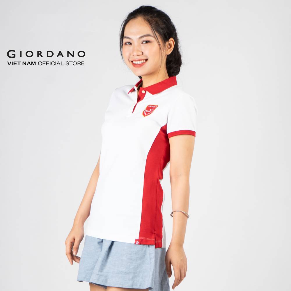 Áo Thun Nữ Polo &quot;Vietnam&quot; Giordano Màu Trắng 0531740202