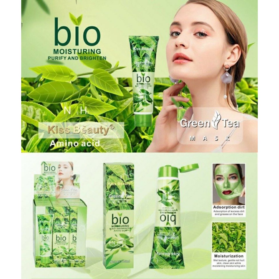 Mask lột mảng Bio Green tea chuyên lột các mụn cám , mụn đầu đen làm sáng căng bóng cho da mặt ngay sau khi sử dụng