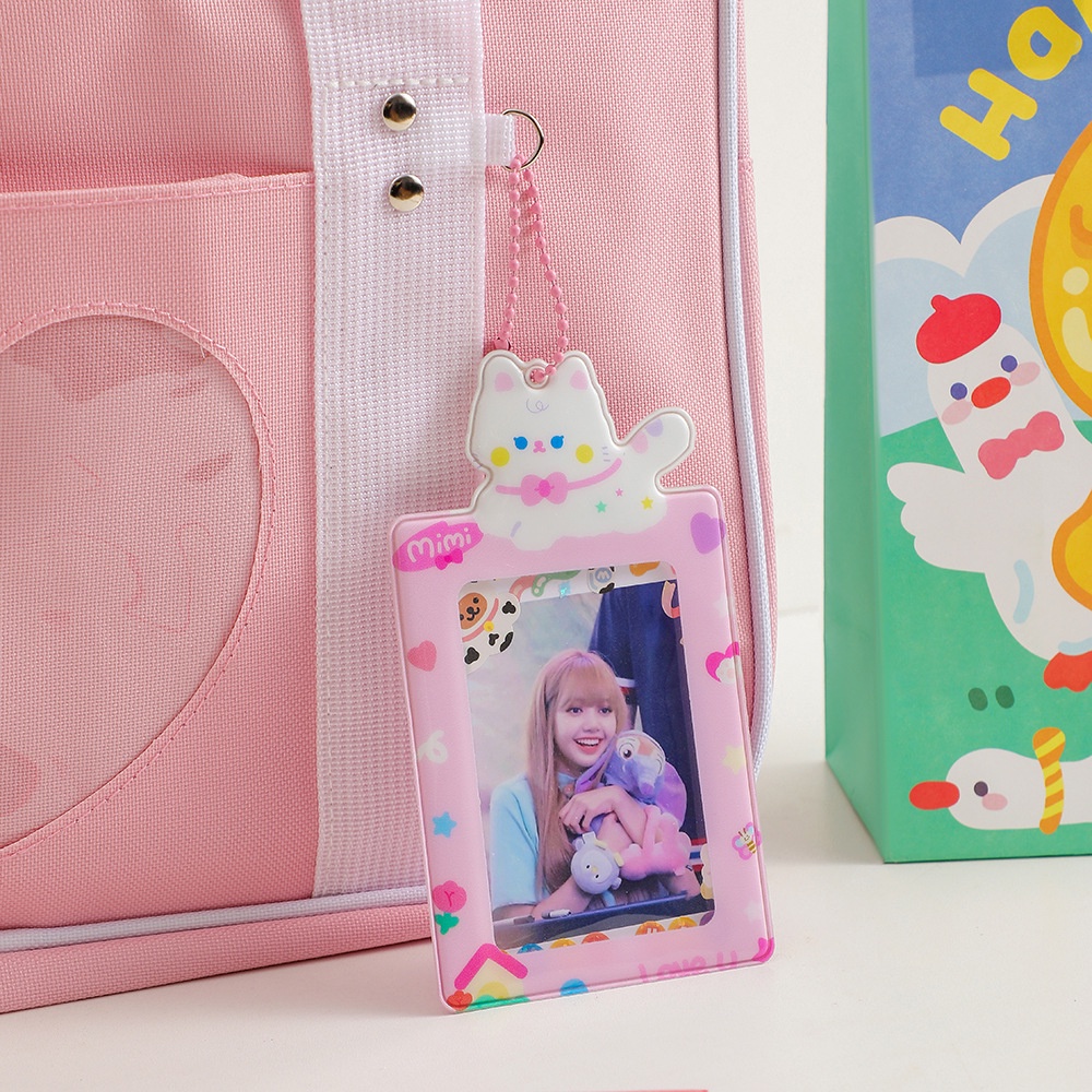 Card Holder Túi Đựng Thẻ Ảnh PVC Kèm Dây Bi Mimi Cat