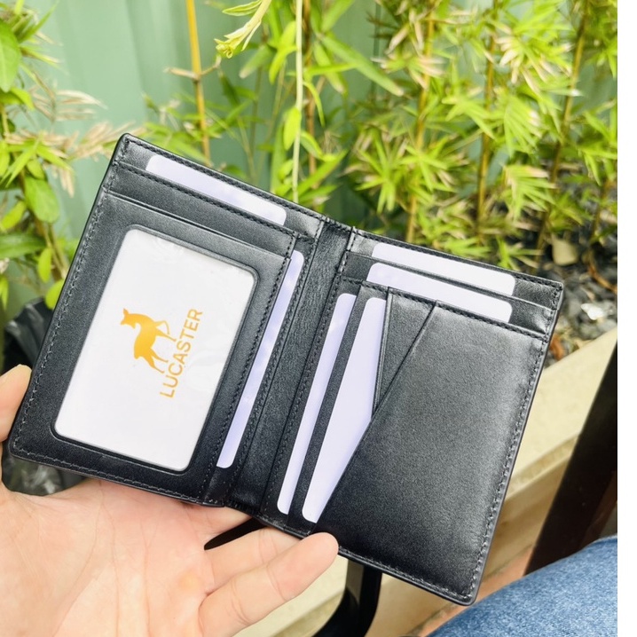 Ví nam da thật cao cấp nhập khẩu thời trang công sở phối sọc có dây kéo .có hộp FullBox BH-12 tháng