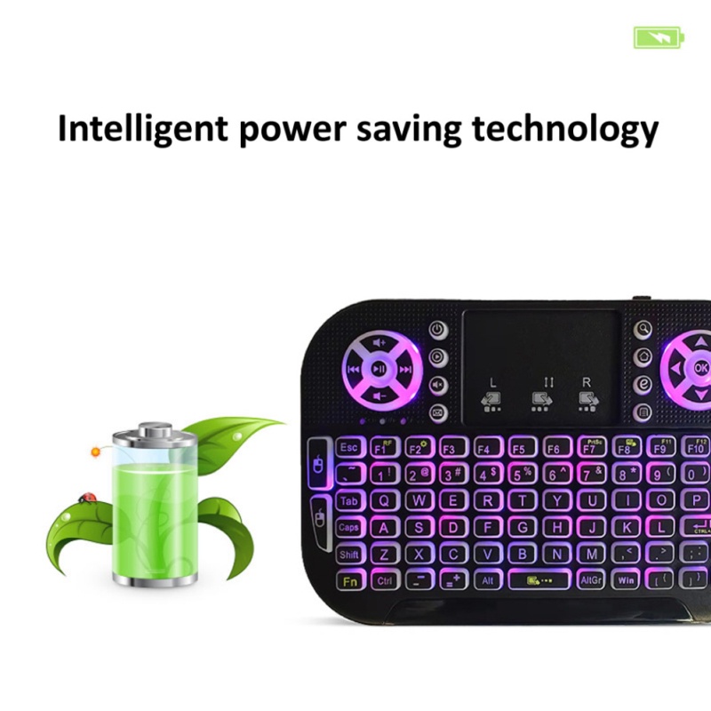 A8 Bàn Phím Bluetooth Mini 2.4G Hai Chế Độ 7 Màu Đèn Nền Cầm Tay Ván Trượt Ngón Tay Backlit Chuột Điều Khiển Từ Xa Dành Cho Windows Android tivi