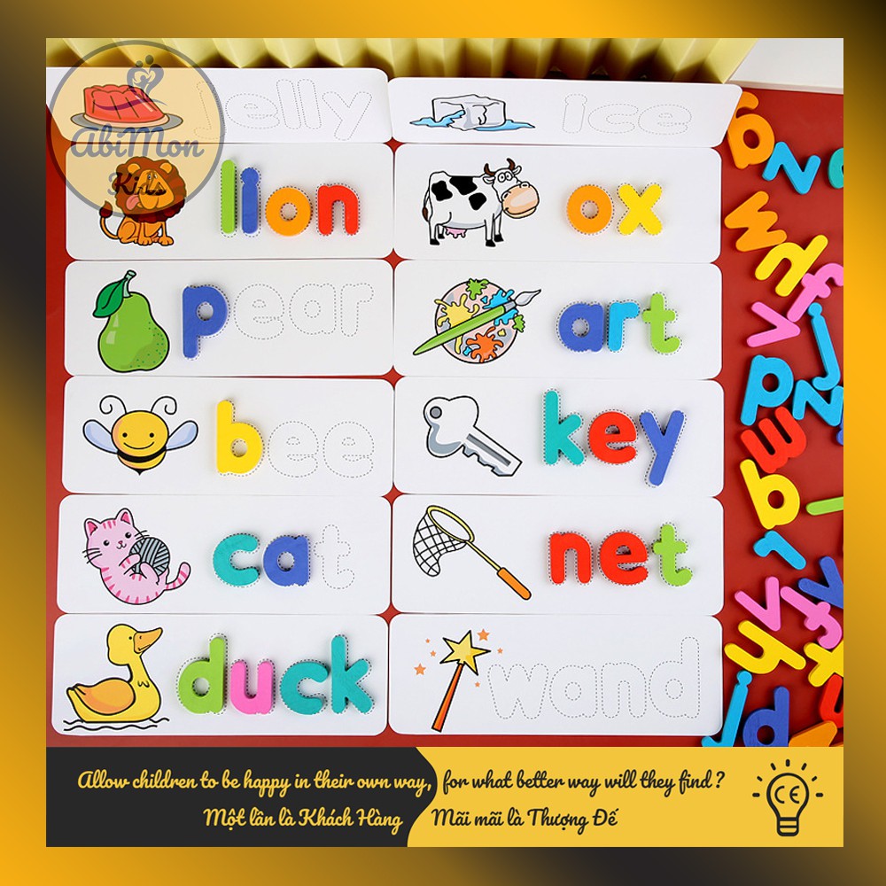 Spelling Game - Bộ Ghép Chữ Tiếng Anh Cho Bé ☘️ Montessori cao cấp ✨ (Đồ chơi Gỗ - Giáo Dục - An toàn - Thông minh)