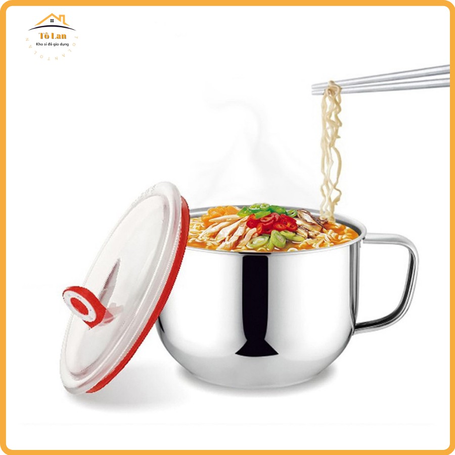 [QUÀ TẶNG LÀ KHẨU TRANG BẠN NHÉ] Ca Nấu Mì Có Nắp Đậy / Ly Mì Dạng Tô Inox 14cm | BigBuy360 - bigbuy360.vn