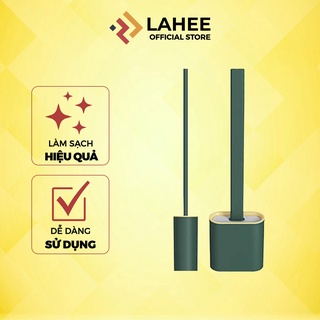 Chổi cọ nhà vệ sinh, cây cọ toilet bồn cầu silicon kèm giá đựng dán tường - LAHEE 15CTS