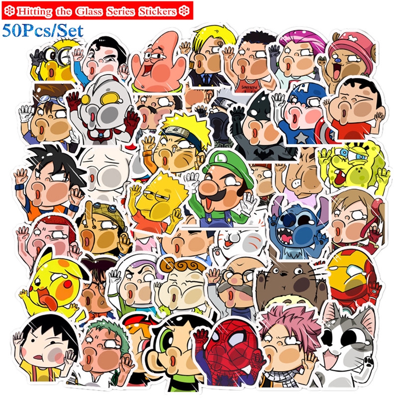 ❉ Hitting the Glass Series 01 Funny Cartoon Character Stickers ❉ 50Pcs/Set DIY Fashion Mixed Doodle Decals Stickers
