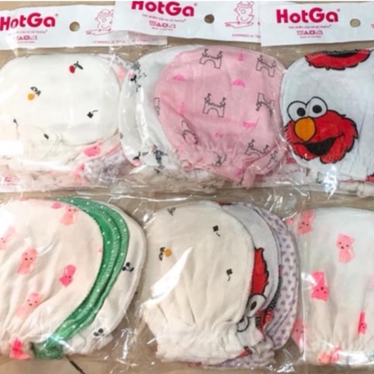 [100% Cotton] Set 3 Đôi Bao Tay Cho Bé Từ Sơ Sinh Đến 5 THÁNG HOTGA Mềm Chun Co Giãn.