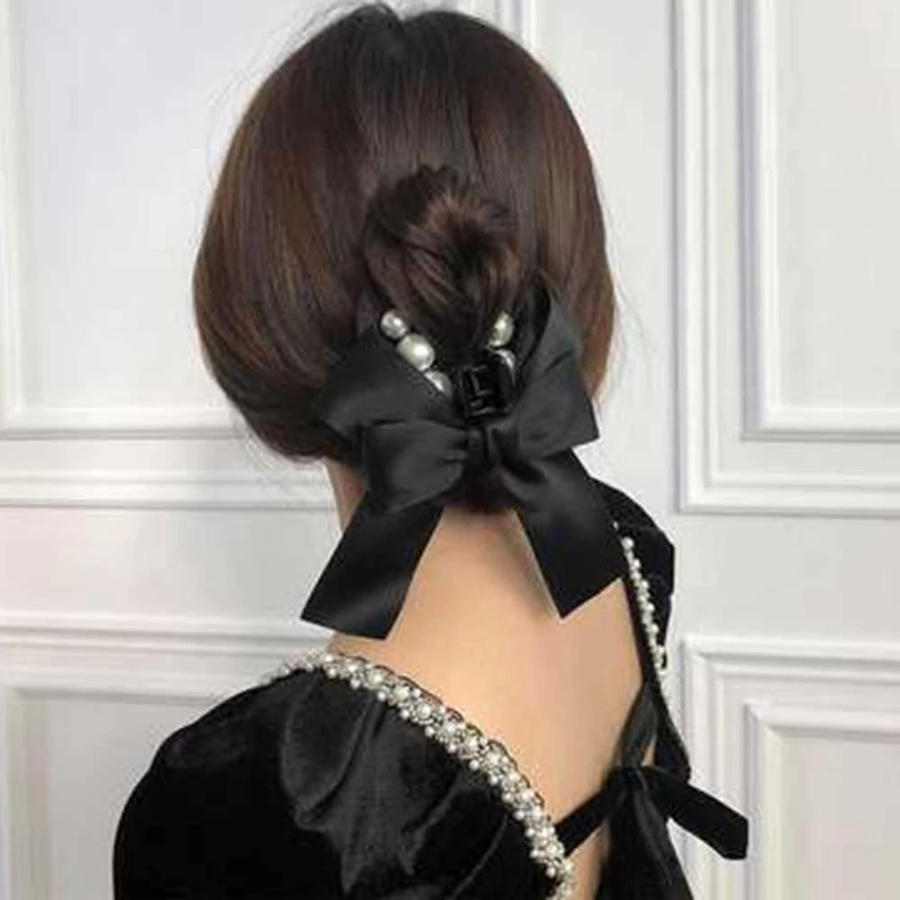 Kẹp Tóc Hình Nơ Đính Ngọc Trai Thời Trang Cho Nữ