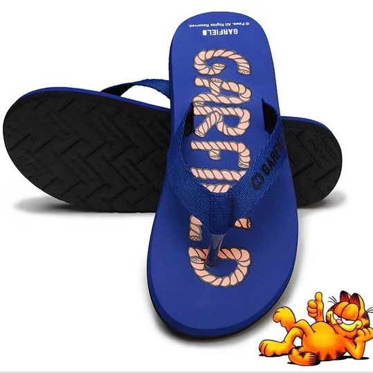 Dép Xỏ Ngón Đi Biển Chống Trượt In Hoạt Hình Mèo Garfield Dễ Thương Cho Các Cặp Đôi