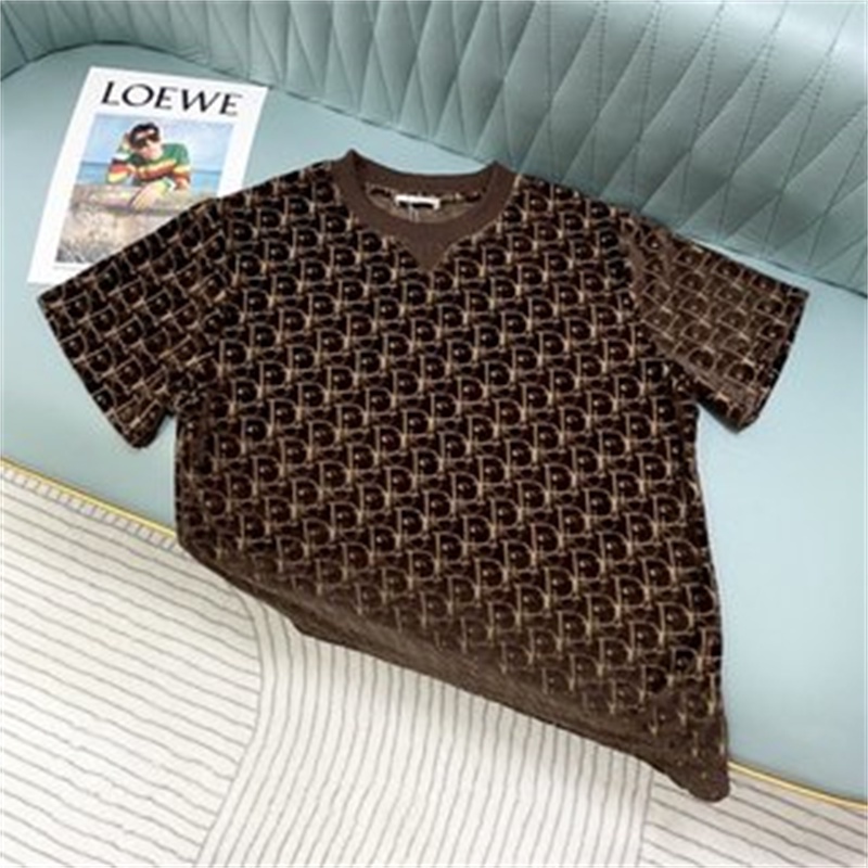 Áo Thun Tay Ngắn Cổ Tròn In Chữ DI&amp;R Bằng Cotton Thời Trang Cho Nam Và Nữ