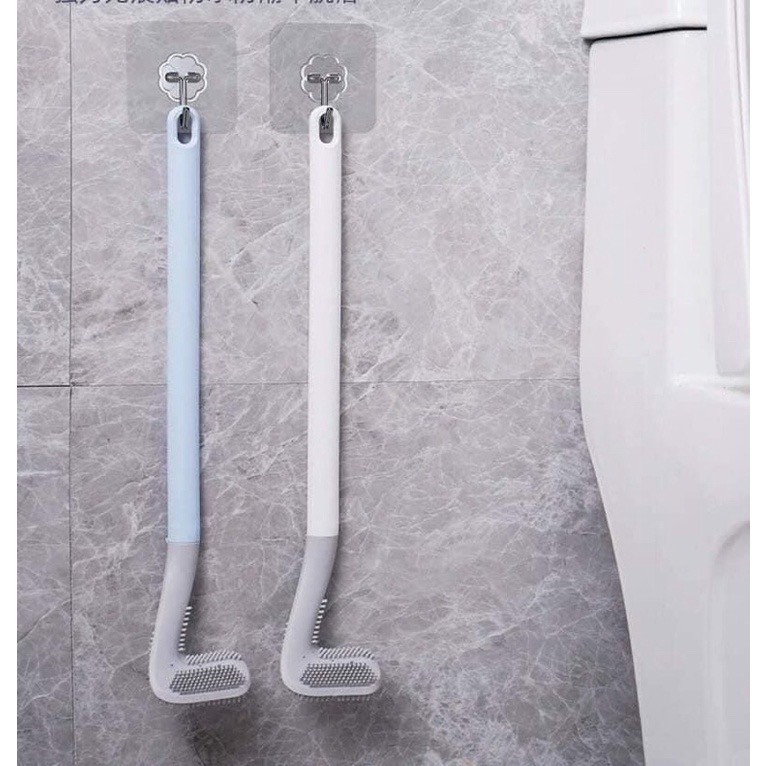 [Tặng Móc Dán Tường] Chổi Cọ Toilet Silicon Uốn Dẻo Kiểu Mới Năm 2021, Cây Cọ Bồn Cầu Treo Tường Tay Cầm Dài Silicon