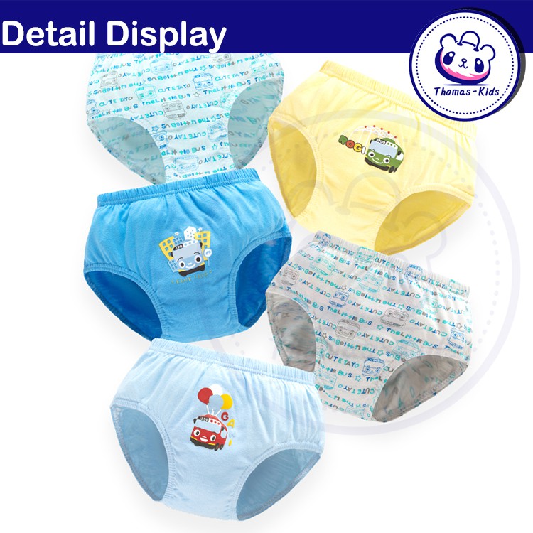 [THOMAS KIDS] Set 5 Quần Lót Cotton Thoáng Khí In Họa Tiết Hoạt Hình Cho Bé Trai 2-13 Tuổi